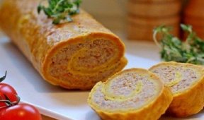 Тыквенный рулет с мясным фаршем